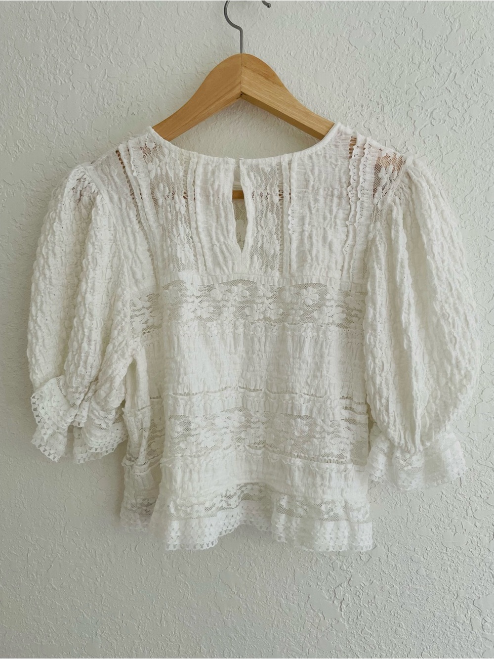 Anthropologie Puff Sleeve Lace Blouse XS Coquette Victorian Career Feminine - Picture 8 of 15
